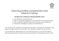 Improving reading comprehension and Inference Training: