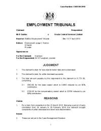 Disciplinary Hearing and Dismissal of a Claimant: Case 3305199/2018