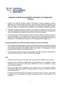 Marketing & Public Info Guidelines for Partners at Liverpool John Moores University