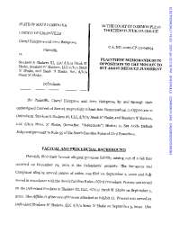 Opposition to Motion to Set Aside Default Judgment in Premises Liability Case