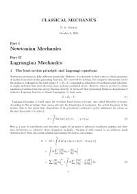 Newtonian Mechanics Lagrangian Mechanics