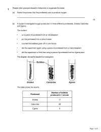 Investigating the Effect of Pondweed Type and Light Intensity on Oxygen Production