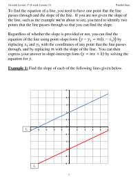 Finding Equations of Parallel Lines: Slope and Point Method