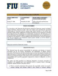 Research Misconduct Policy at University: Reporting, Investigation, and Sanctions