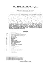 Analysis of Small Gas Turbine Engines: Optimizing Performance for High Efficiency