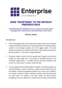 Exceptions to Rule: Admissibility of WP Communications in English Law