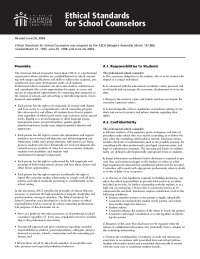 ASCA Ethical Standards: Counselors' Responsibilities & Confidentiality