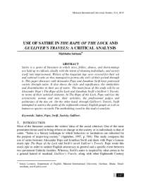 USE OF SATIRE IN THE RAPE OF THE LOCK AND ...