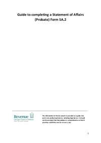 Guide to completing a Statement of Affairs (Probate) Form SA.2
