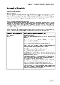 Requirements for English Honours and Related Degrees