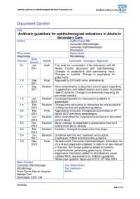 Antibiotic Guidelines for Ophthalmological Indications in Secondary Care: Microbiology