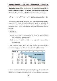 Ionization Energies and Electron Affinities in Inorganic Chemistry