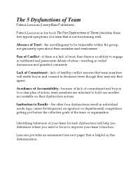 Identifying & Healing Team Dysfunctions: 5 Dysfunctions of Team by Patrick Lencioni