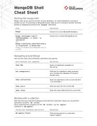 MongoDB Shell Cheat Sheet