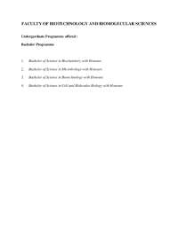 FACULTY OF BIOTECHNOLOGY AND BIOMOLECULAR ...