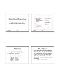 Object-Oriented Programming: CS480 Lecture Notes by Prasad