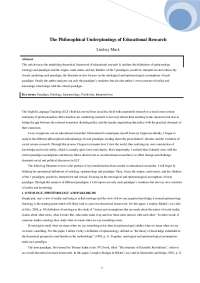 Philosophical Underpinnings of Educational Research: Ontology, Epistemology, and Paradigms