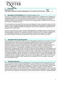 PROGRAMME SPECIFICATION TEMPLATE | Lecture notes Business | Docsity