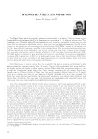 OFFENDER REHABILITATION AND REFORM