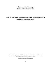 U.S. Standard General Ledger (USSGL) Board: Purpose, Bylaws, and Organization
