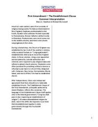 The Establishment Clause of the First Amendment: Debate on Religion and State