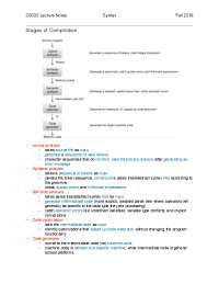 CS333 Lecture Notes: Syntax and Compilation Stages