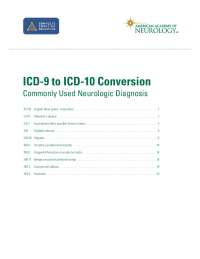 ICD-9 to ICD-10 Conversion of Migraine Codes: G43 Category