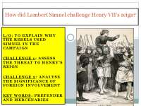 Simnel Rebellion: Foreign Involvement and Pretender Challenge Henry VII