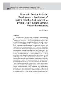 Pharmacist Service Development: Applying Total Product Concept to Patient Demand