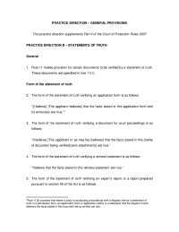 practice direction b – statements of truth