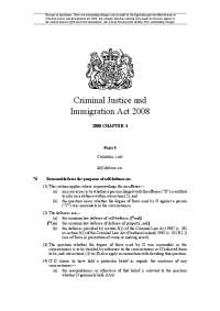 Self-Defence and Reasonable Force under Criminal Justice and Immigration Act 2008