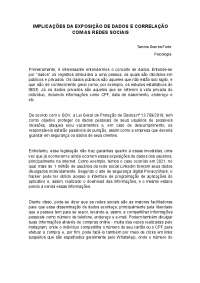 IMPLICAÇÕES DA EXPOSIÇÃO DE DADOS E CORRELAÇÃO COM AS REDES SOCIAIS
