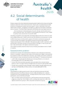 Social Determinants of Health in Australia: Inequalities and Disadvantage