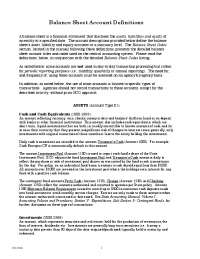 Balance Sheet Account Definitions