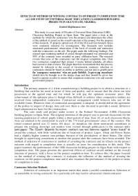 Contract Award Methods' Impact on Project Completion Time: A Case Study in Ogun State, Nig