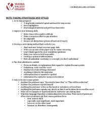 NOTE-TAKING STRATEGIES AND STYLES