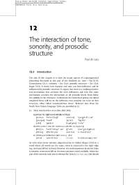 The Interaction of Tone, Sonority, and Prosodic Structure: A Study by Paul de Lacy