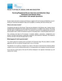 Nursing/RN Interview Prep: Numeracy & Literacy Test Guide