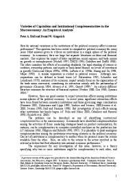 Institutional Support and Coordination in Political Economies: Market vs. Strategic