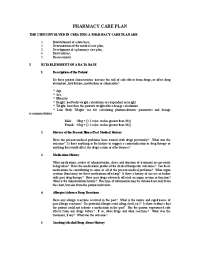 PHARMACY CARE PLAN