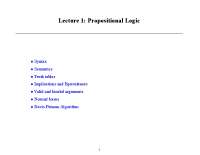 Propositional Logic: Syntax, Semantics, and Truth Tables