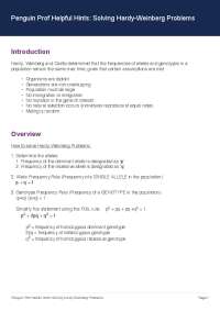 Solving Hardy-Weinberg Problems: Finding Allele and Genotype Frequencies