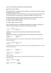 Chemical Reactions: Combustion, Substitution, and Addition with Hydrocarbons
