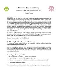 Android Image Processing Setup: A Tutorial for EE368/CS232 Students