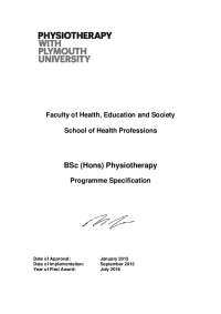 Physiotherapy Programme Specification: Communication and Clinical Skills Requirements