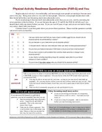 Physical Activity Readiness Questionnaire (PAR-Q) and You