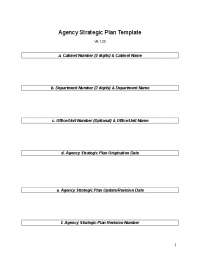 Agency Strategic Plan Template: Mission, Vision, Values, and Goals