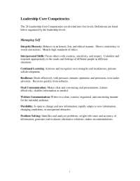 The 28 Core Competencies are divided into five leadership ...