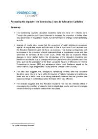 Impact of Allocation Guideline on Criminal Proceedings: Sentencing and Allocation Trends