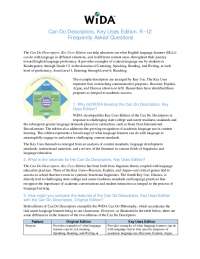 Supporting ELLs in Academic Language Use: Can Do Descriptors